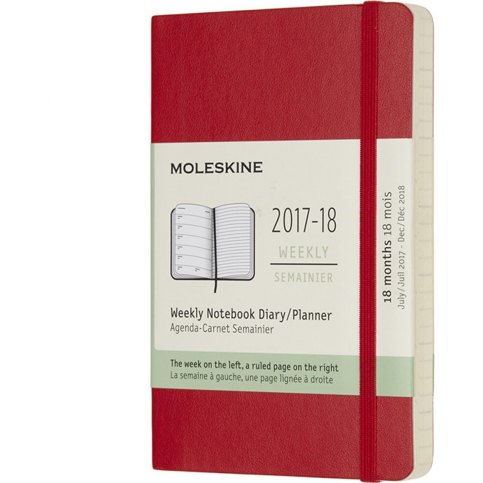 Еженедельник MOLESKINE Academic Soft WKNT Pocket, красный DSF218WN2